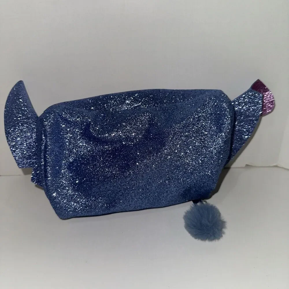 Stitch Disney Glitter Small Clutch Purse Pencil Bag Sparkle Stitch Face Bag
